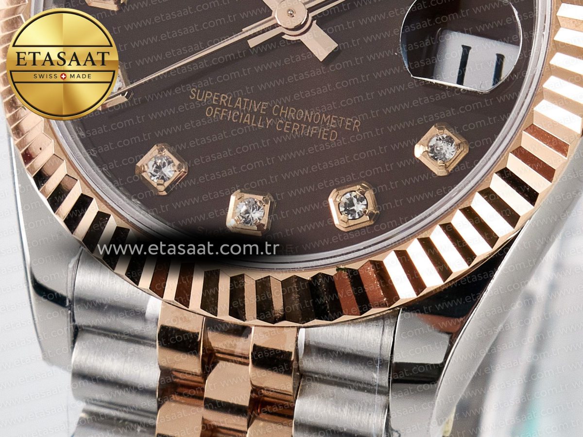DateJust 31 278271 ARF 1:1 Best Edition 904L Steel Brown Diamonds Dial on SS/RG Jubilee Bracelet ETA 2688 - Görsel 12