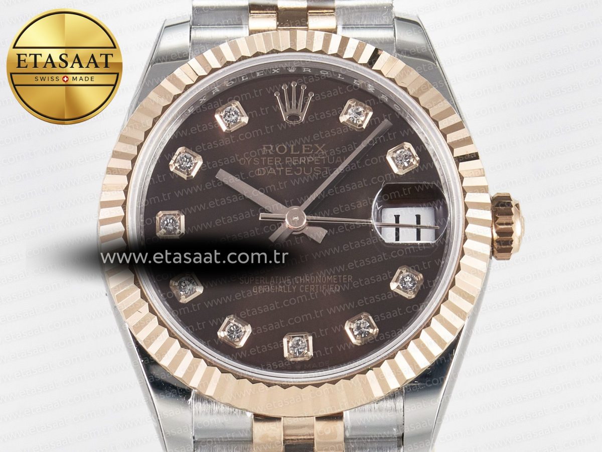 DateJust 31 278271 ARF 1:1 Best Edition 904L Steel Brown Diamonds Dial on SS/RG Jubilee Bracelet ETA 2688 - Görsel 4