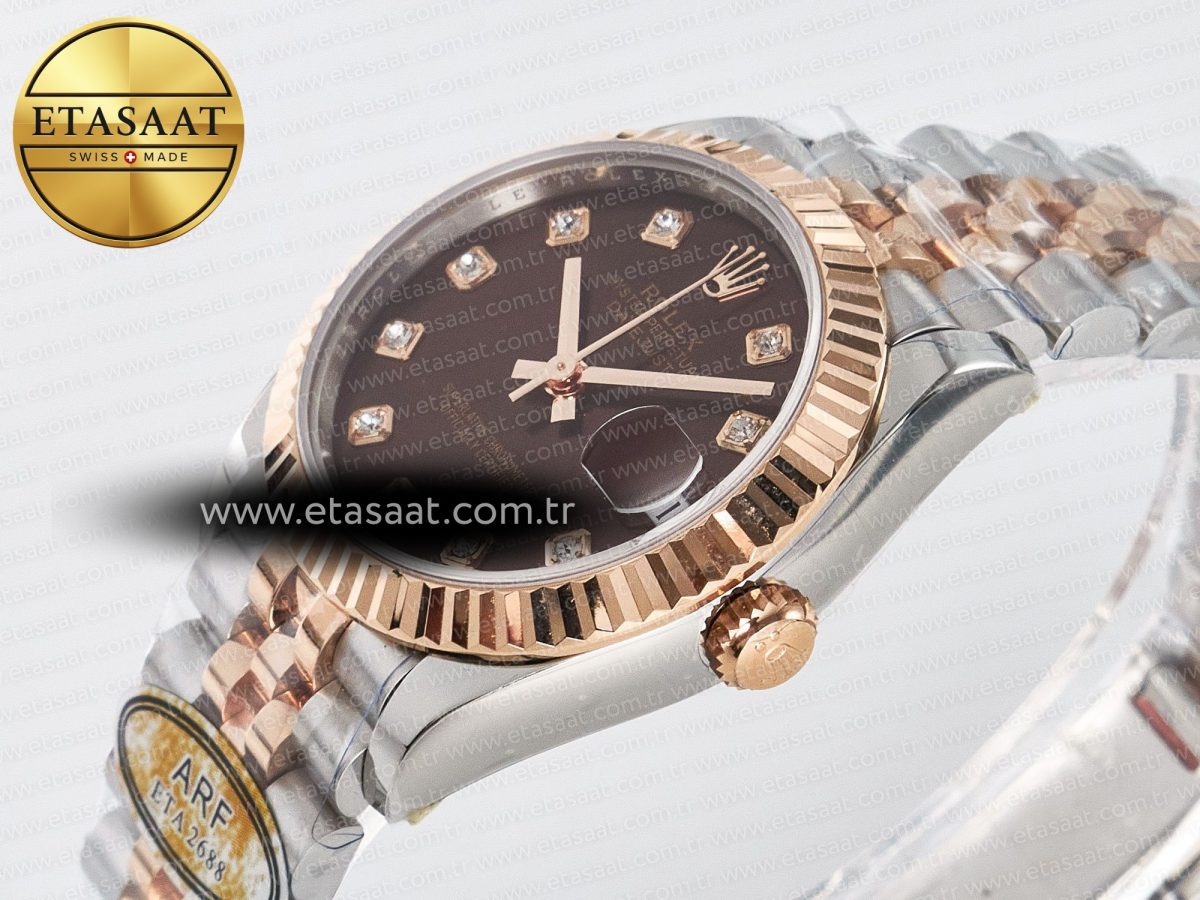 DateJust 31 278271 ARF 1:1 Best Edition 904L Steel Brown Diamonds Dial on SS/RG Jubilee Bracelet ETA 2688 - Görsel 6