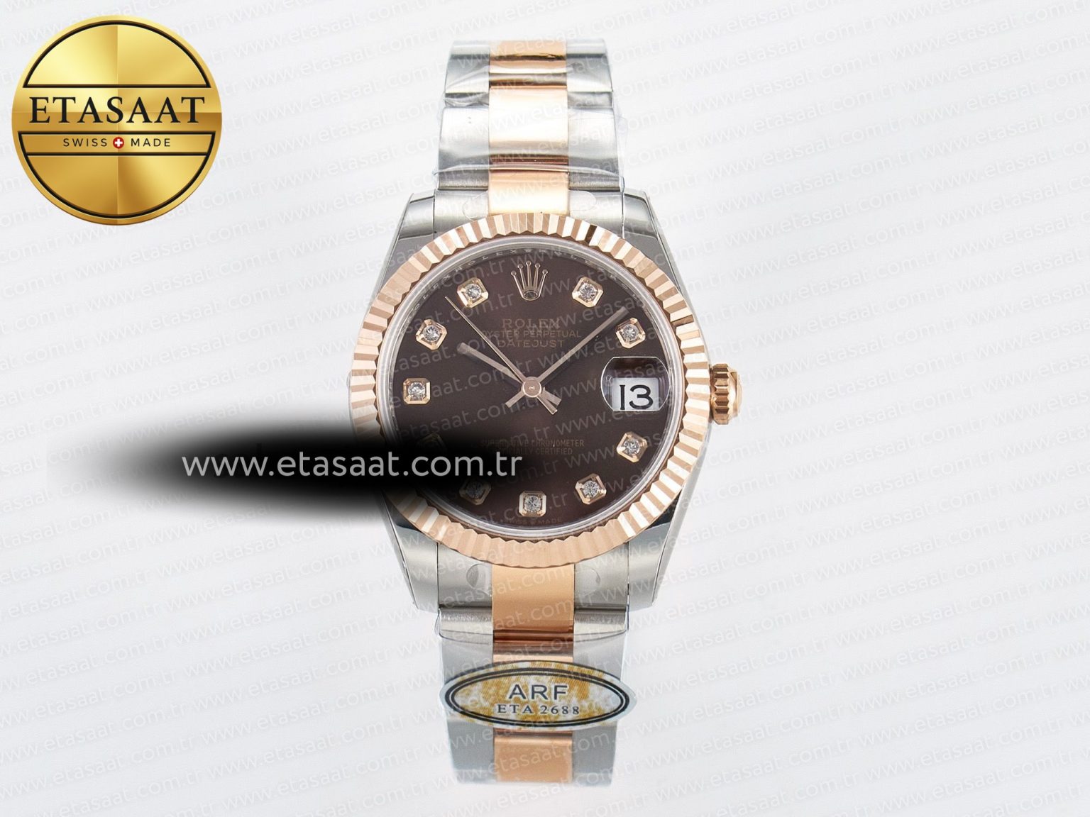 DateJust 31 278271 ARF 1:1 Best Edition 904L Steel Brown Diamonds Dial on SS/RG Oyster Bracelet ETA 2688 - Görsel 3
