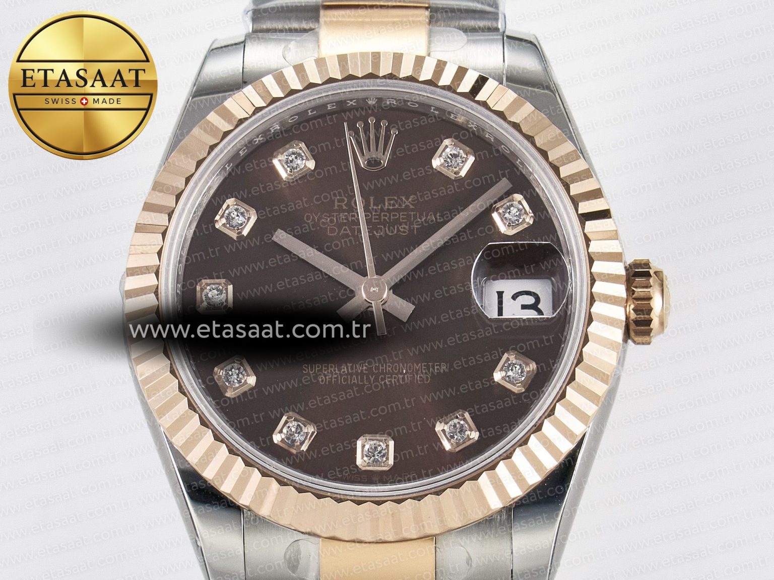 DateJust 31 278271 ARF 1:1 Best Edition 904L Steel Brown Diamonds Dial on SS/RG Oyster Bracelet ETA 2688 - Görsel 4