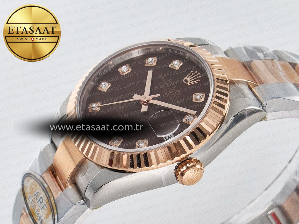 DateJust 31 278271 ARF 1:1 Best Edition 904L Steel Brown Diamonds Dial on SS/RG Oyster Bracelet ETA 2688 - Görsel 6