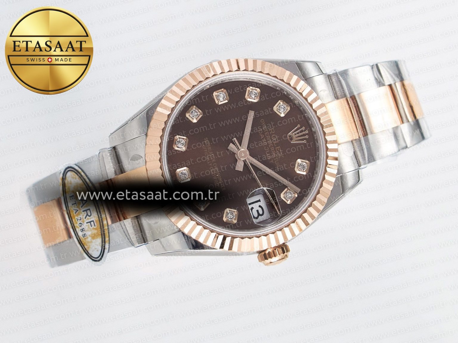 DateJust 31 278271 ARF 1:1 Best Edition 904L Steel Brown Diamonds Dial on SS/RG Oyster Bracelet ETA 2688 - Görsel 8