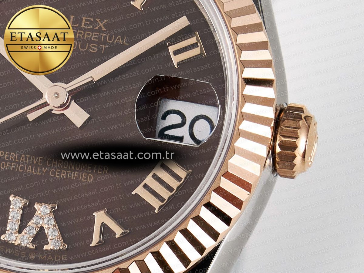DateJust 31 278271 ARF 1:1 Best Edition 904L Steel Brown Roman Diamonds Dial on SS/RG Jubilee Bracelet ETA 2688 - Görsel 11