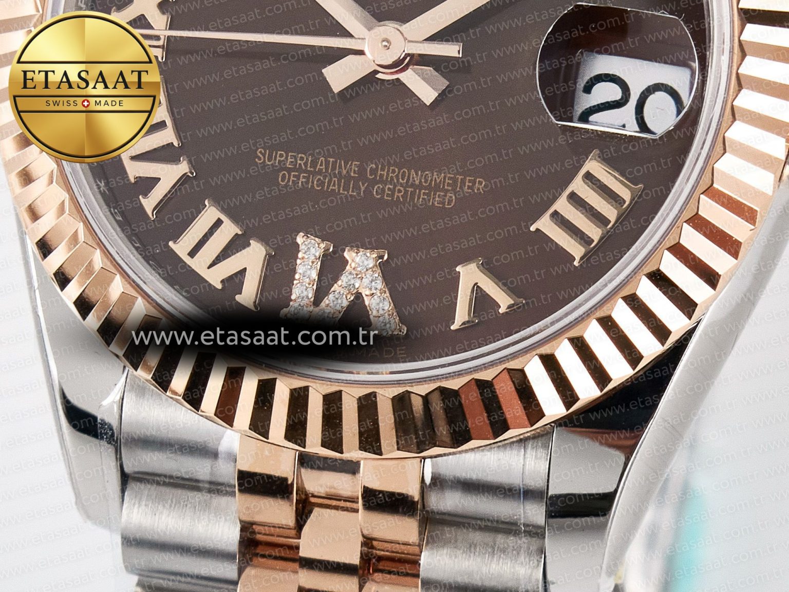 DateJust 31 278271 ARF 1:1 Best Edition 904L Steel Brown Roman Diamonds Dial on SS/RG Jubilee Bracelet ETA 2688 - Görsel 12