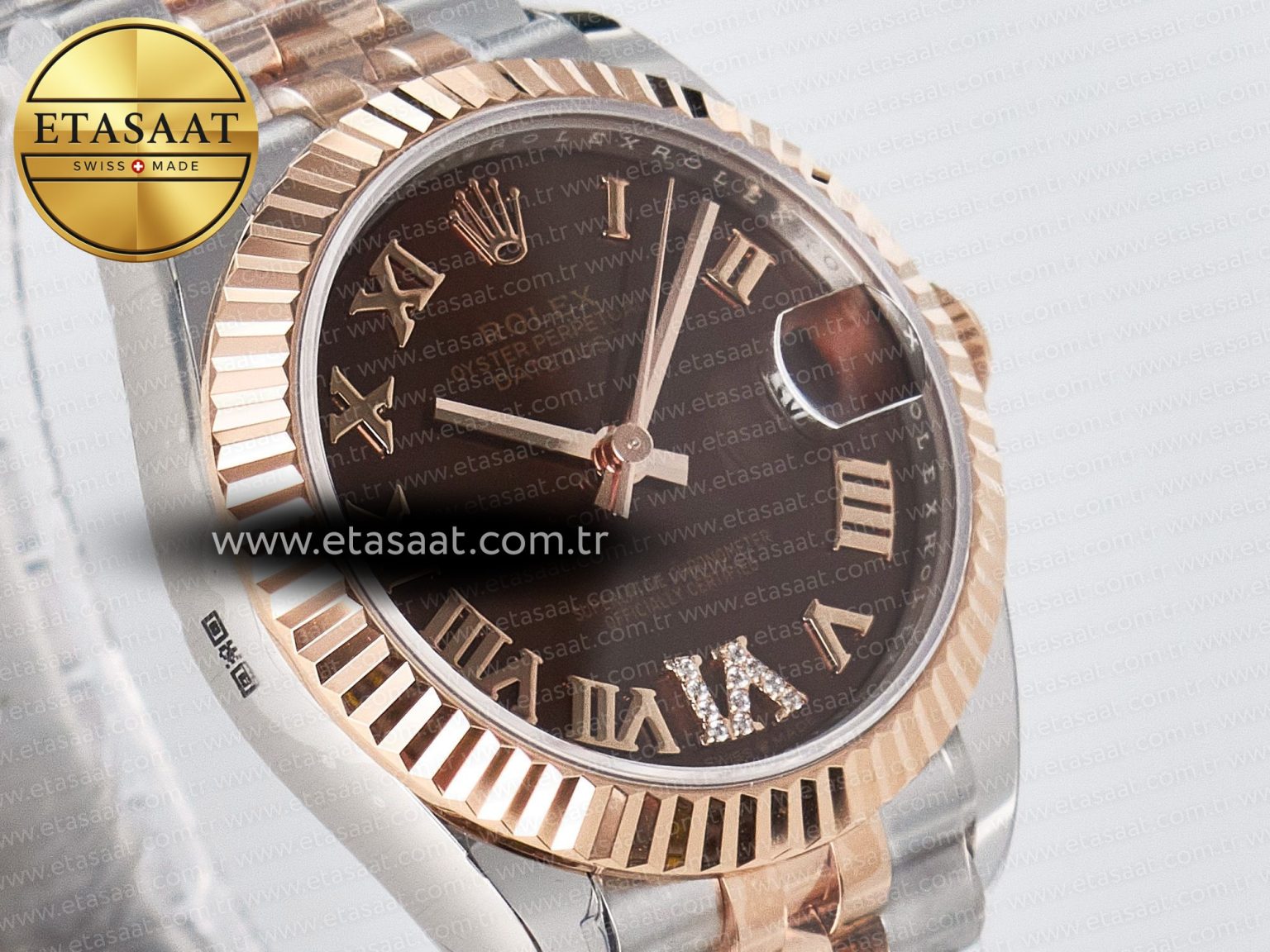 DateJust 31 278271 ARF 1:1 Best Edition 904L Steel Brown Roman Diamonds Dial on SS/RG Jubilee Bracelet ETA 2688 - Görsel 5