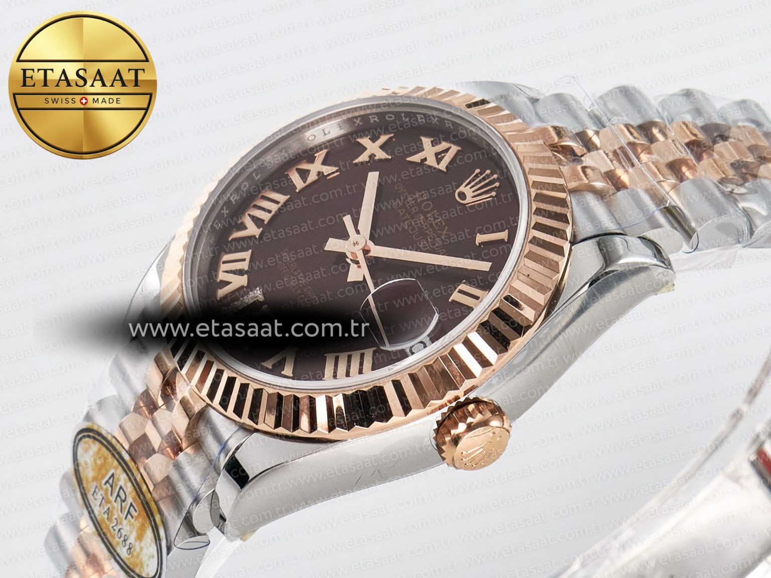 DateJust 31 278271 ARF 1:1 Best Edition 904L Steel Brown Roman Diamonds Dial on SS/RG Jubilee Bracelet ETA 2688 - Görsel 6