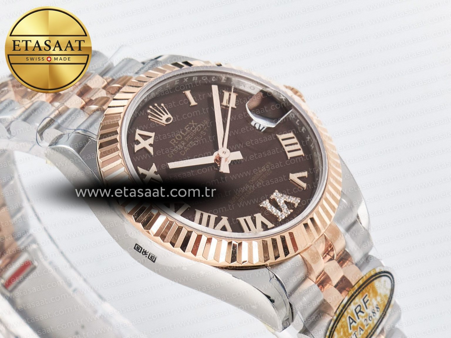 DateJust 31 278271 ARF 1:1 Best Edition 904L Steel Brown Roman Diamonds Dial on SS/RG Jubilee Bracelet ETA 2688 - Görsel 7