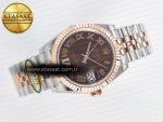 DateJust 31 278271 ARF 1:1 Best Edition 904L Steel Brown Roman Diamonds Dial on SS/RG Jubilee Bracelet ETA 2688 - Görsel 8