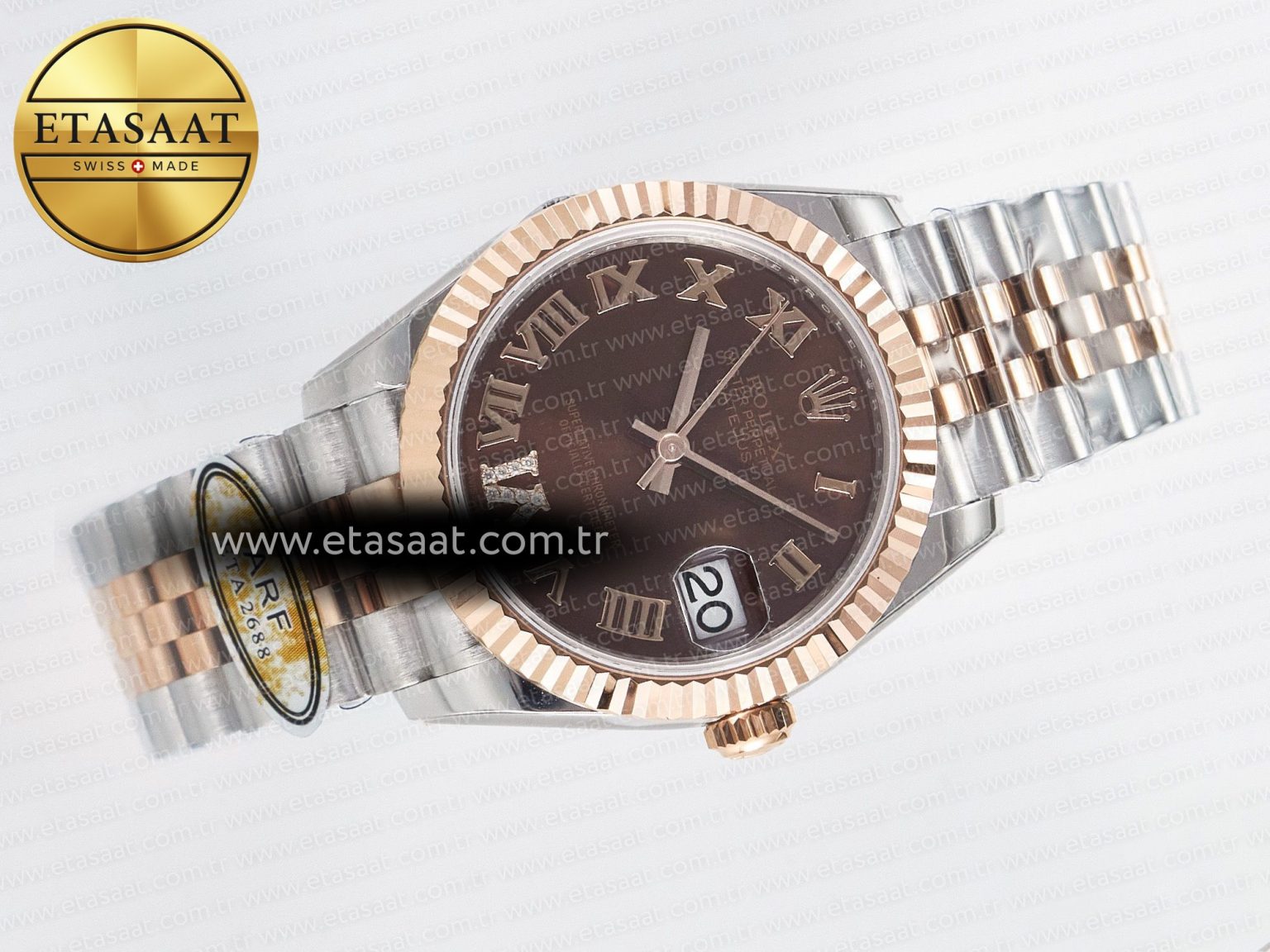 DateJust 31 278271 ARF 1:1 Best Edition 904L Steel Brown Roman Diamonds Dial on SS/RG Jubilee Bracelet ETA 2688 - Görsel 8
