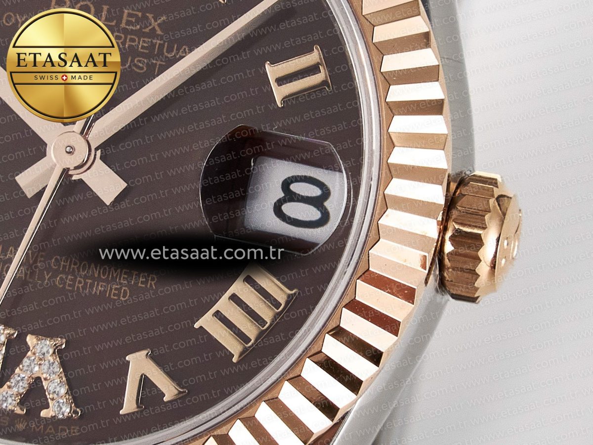 DateJust 31 278271 ARF 1:1 Best Edition 904L Steel Brown Roman Diamonds Dial on SS/RG Oyster Bracelet ETA 2688 - Görsel 11