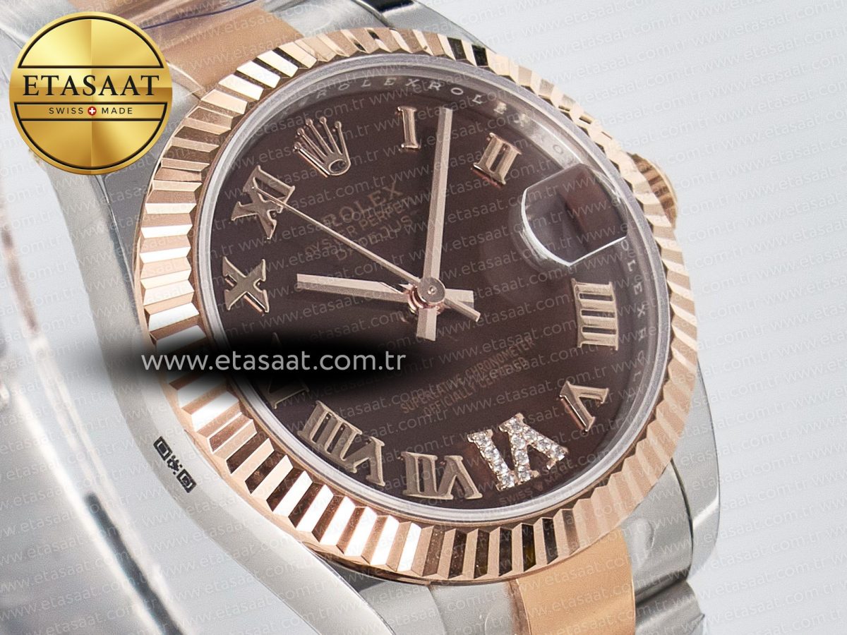 DateJust 31 278271 ARF 1:1 Best Edition 904L Steel Brown Roman Diamonds Dial on SS/RG Oyster Bracelet ETA 2688 - Görsel 5