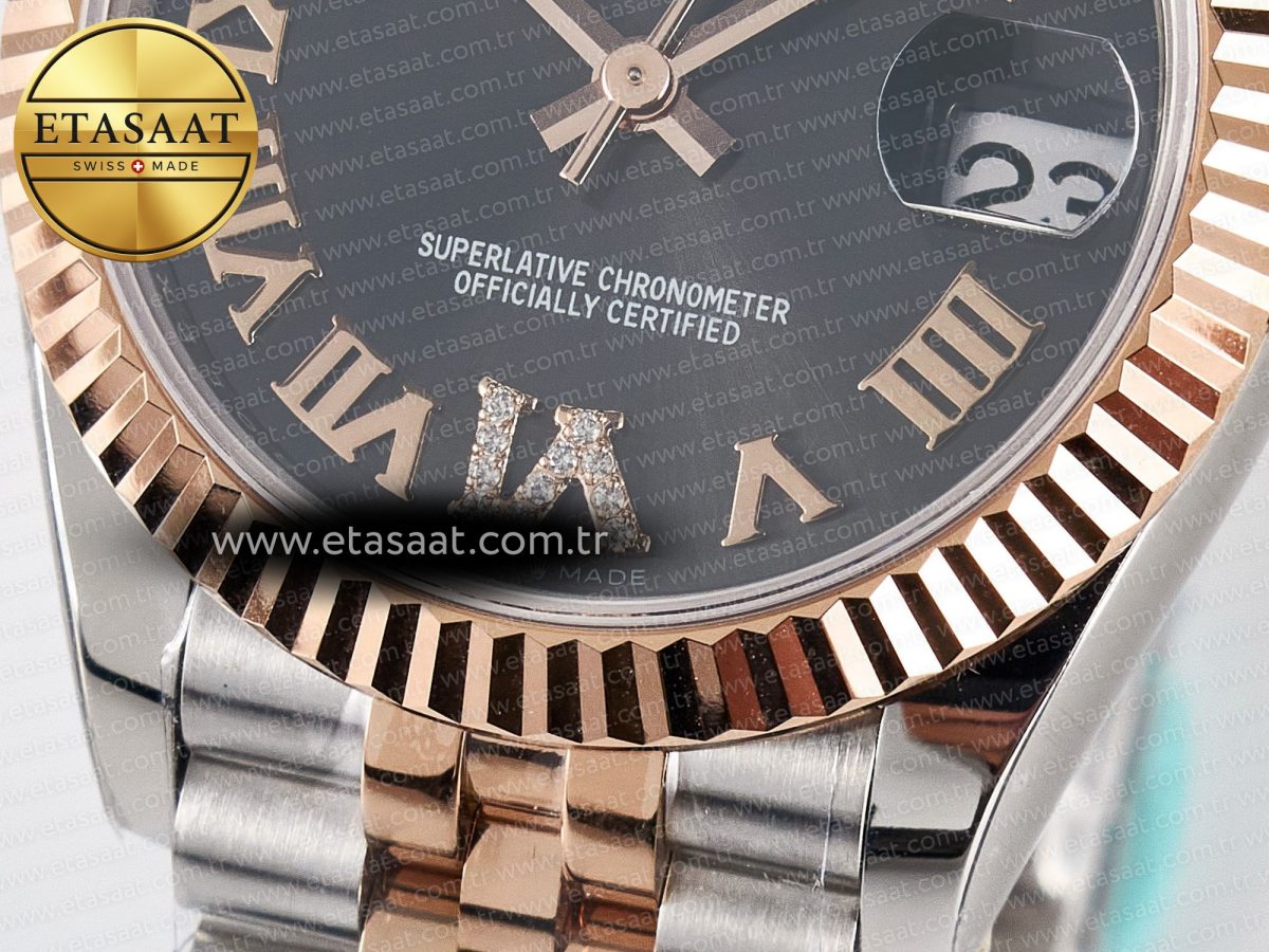 DateJust 31 278271 ARF 1:1 Best Edition 904L Steel Gray Roman Diamonds Dial on SS/RG Jubilee Bracelet ETA 2688 - Görsel 12