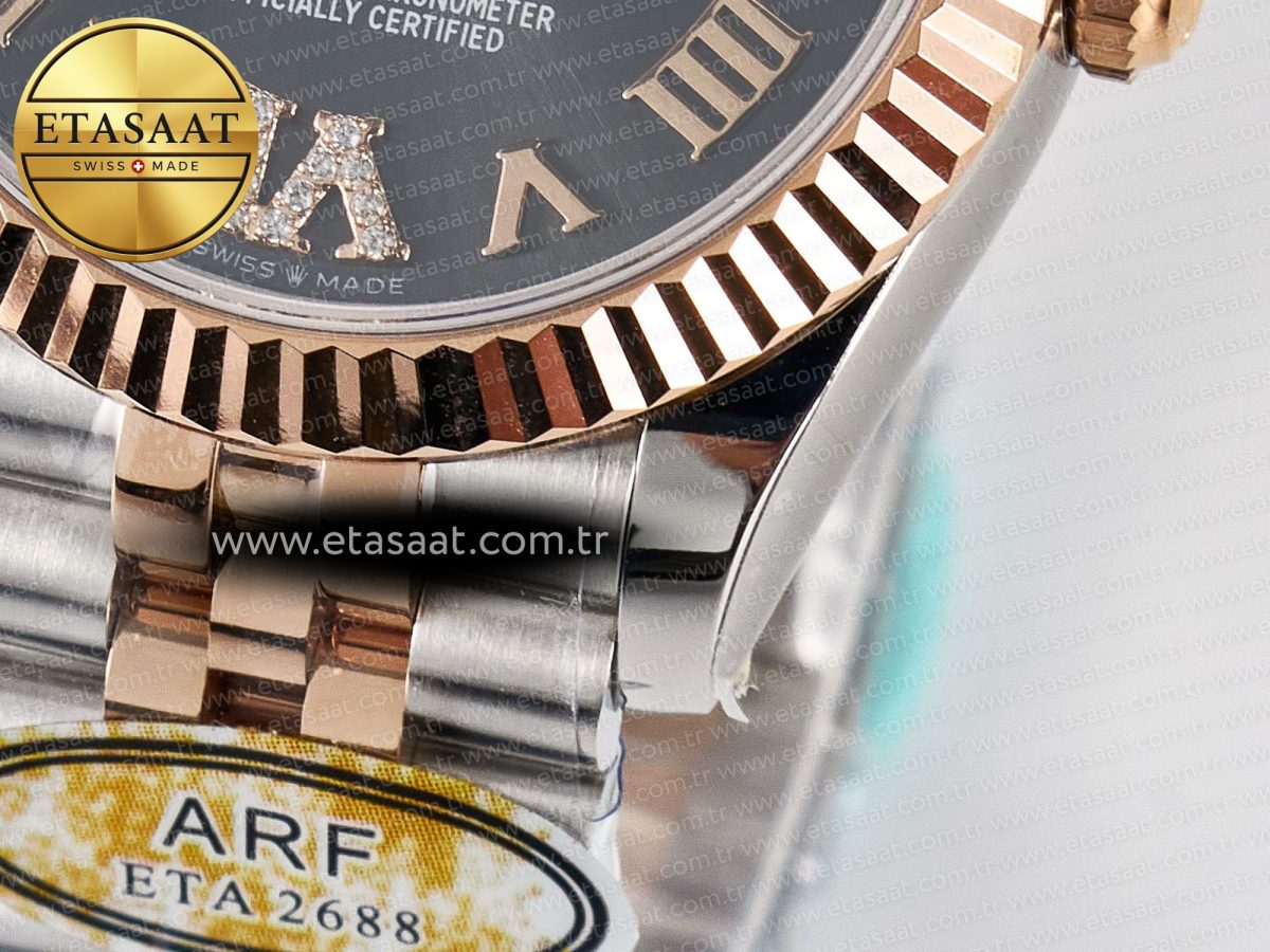 DateJust 31 278271 ARF 1:1 Best Edition 904L Steel Gray Roman Diamonds Dial on SS/RG Jubilee Bracelet ETA 2688 - Görsel 13