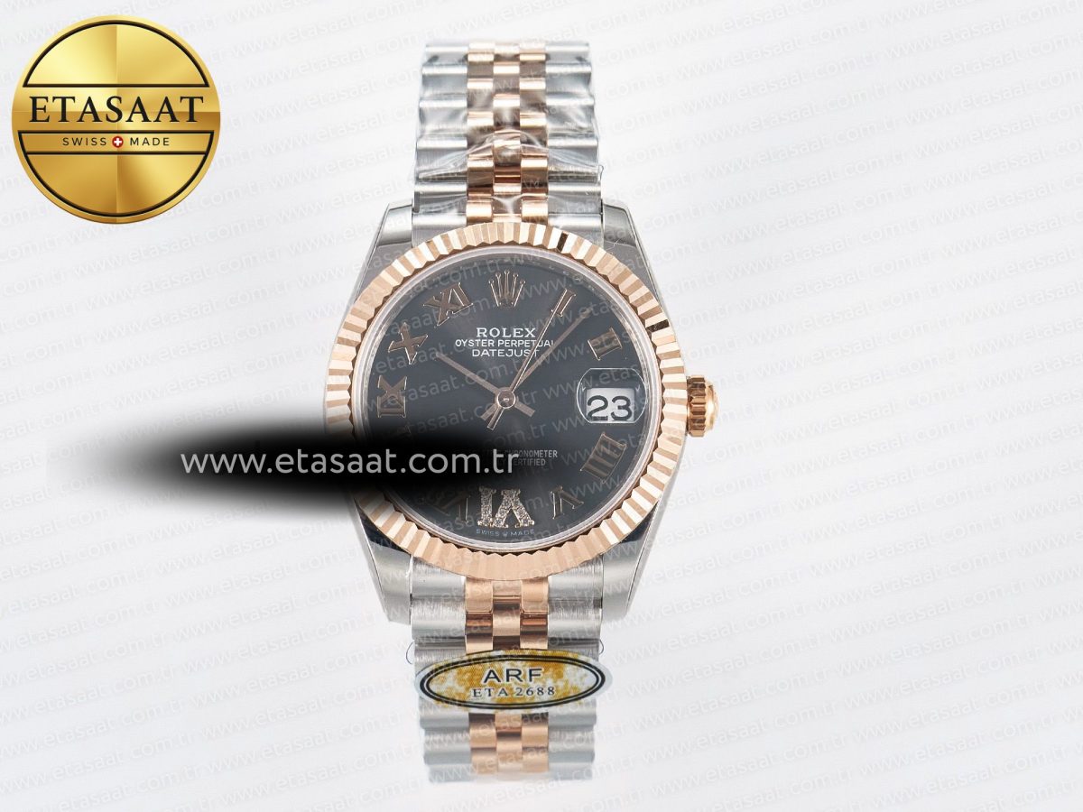 DateJust 31 278271 ARF 1:1 Best Edition 904L Steel Gray Roman Diamonds Dial on SS/RG Jubilee Bracelet ETA 2688 - Görsel 3