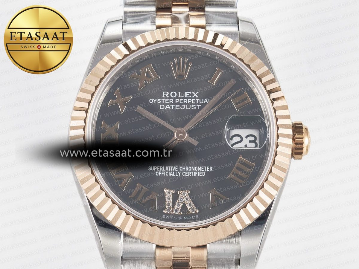 DateJust 31 278271 ARF 1:1 Best Edition 904L Steel Gray Roman Diamonds Dial on SS/RG Jubilee Bracelet ETA 2688 - Görsel 4
