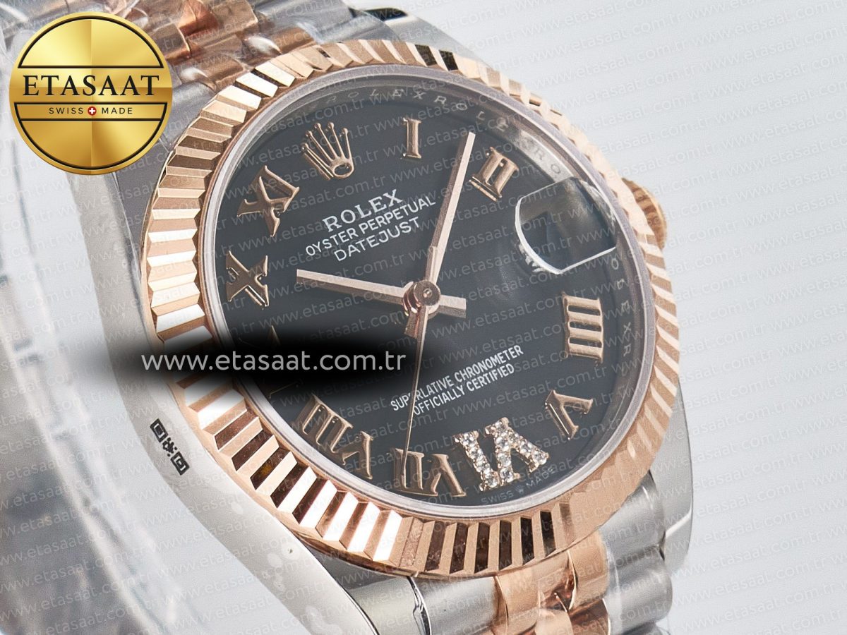 DateJust 31 278271 ARF 1:1 Best Edition 904L Steel Gray Roman Diamonds Dial on SS/RG Jubilee Bracelet ETA 2688 - Görsel 5