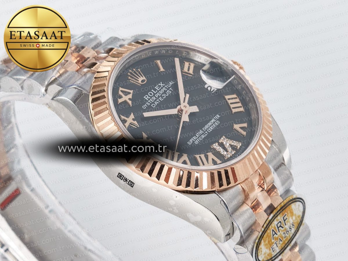 DateJust 31 278271 ARF 1:1 Best Edition 904L Steel Gray Roman Diamonds Dial on SS/RG Jubilee Bracelet ETA 2688 - Görsel 7