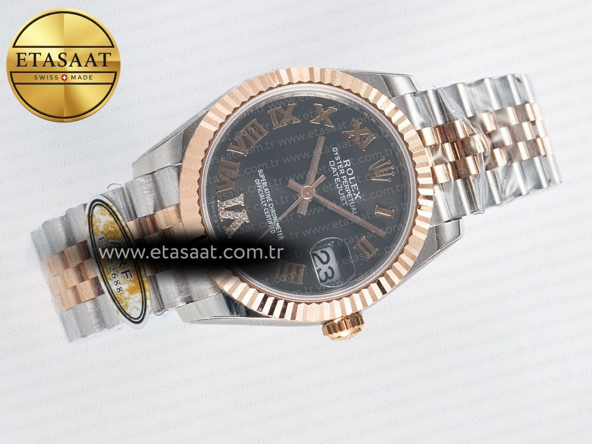 DateJust 31 278271 ARF 1:1 Best Edition 904L Steel Gray Roman Diamonds Dial on SS/RG Jubilee Bracelet ETA 2688 - Görsel 8