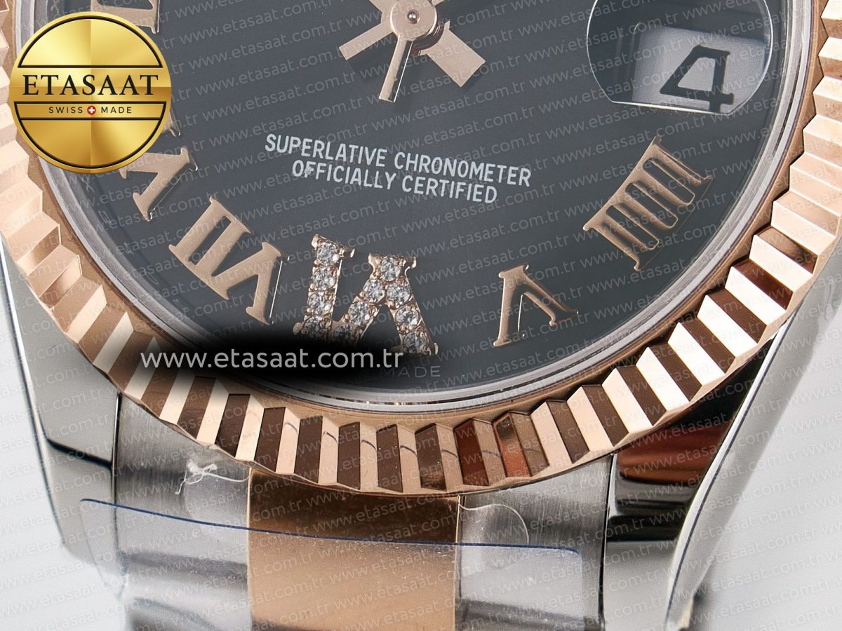 DateJust 31 278271 ARF 1:1 Best Edition 904L Steel Gray Roman Diamonds Dial on SS/RG Oyster Bracelet ETA 2688 - Görsel 12