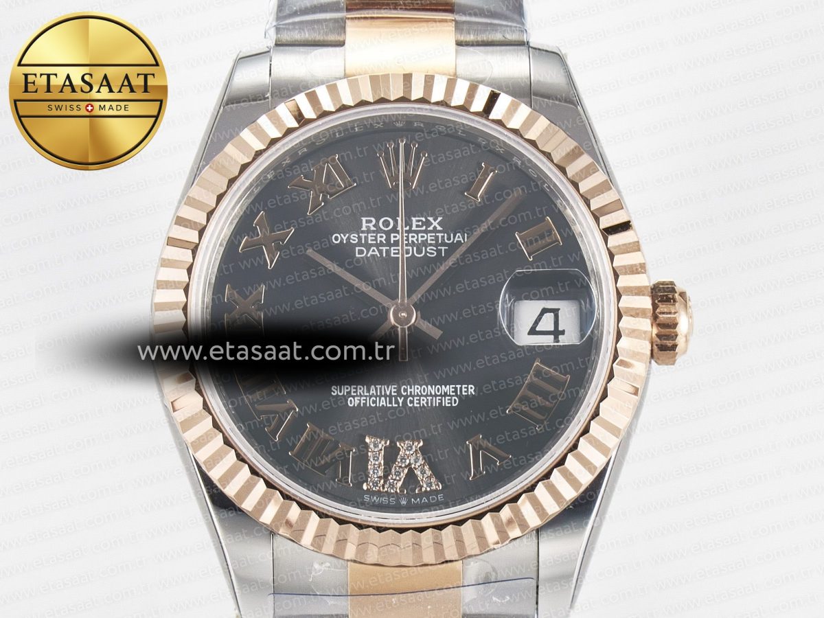 DateJust 31 278271 ARF 1:1 Best Edition 904L Steel Gray Roman Diamonds Dial on SS/RG Oyster Bracelet ETA 2688 - Görsel 4