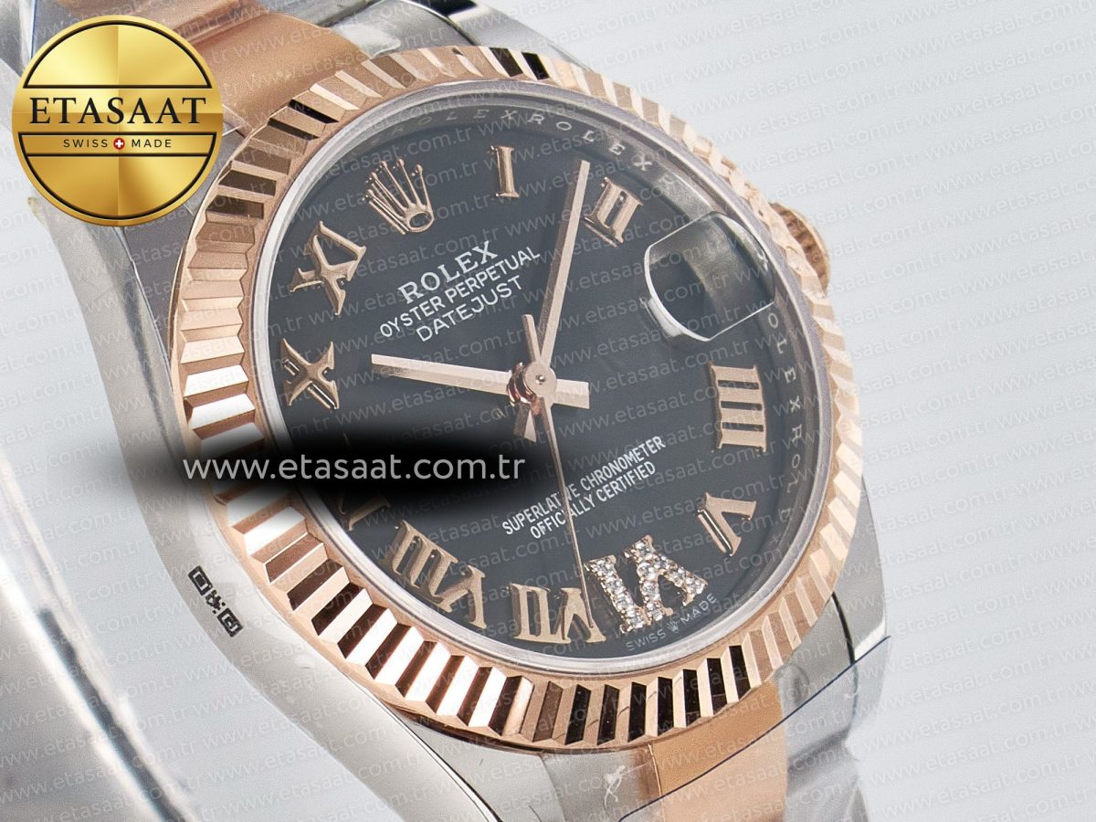 DateJust 31 278271 ARF 1:1 Best Edition 904L Steel Gray Roman Diamonds Dial on SS/RG Oyster Bracelet ETA 2688 - Görsel 5