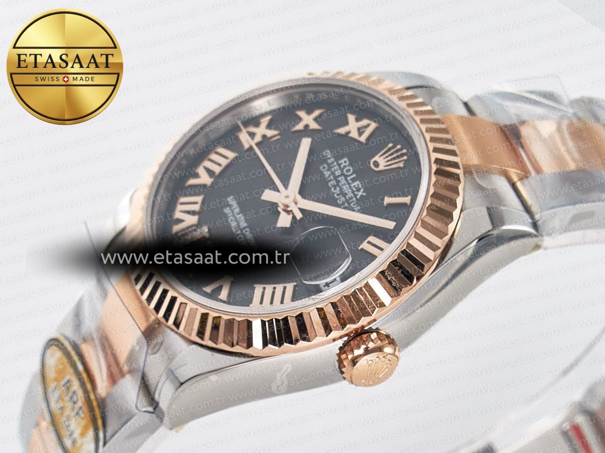 DateJust 31 278271 ARF 1:1 Best Edition 904L Steel Gray Roman Diamonds Dial on SS/RG Oyster Bracelet ETA 2688 - Görsel 6