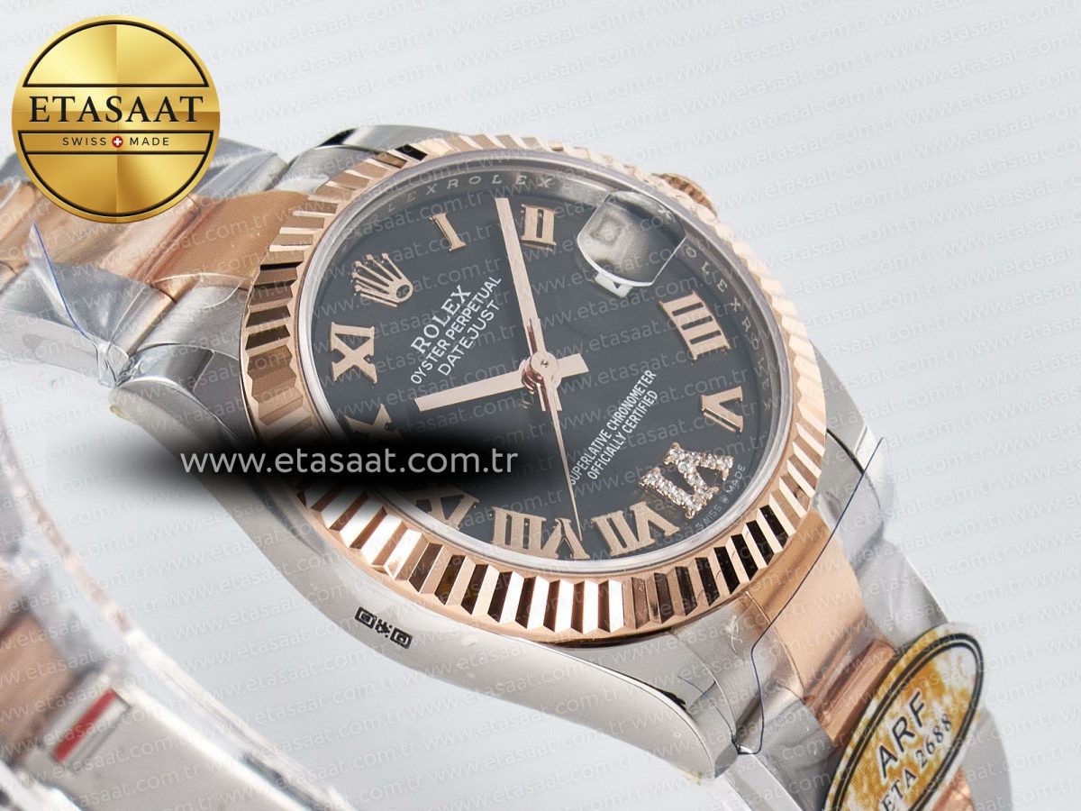 DateJust 31 278271 ARF 1:1 Best Edition 904L Steel Gray Roman Diamonds Dial on SS/RG Oyster Bracelet ETA 2688 - Görsel 7