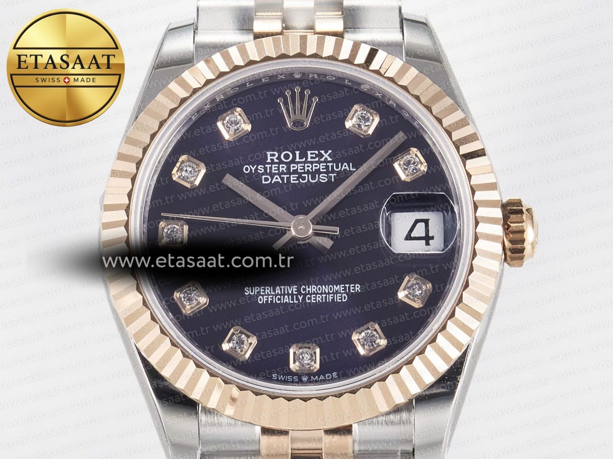 DateJust 31 278271 ARF 1:1 Best Edition 904L Steel Purple Diamonds Dial on SS/RG Jubilee Bracelet ETA 2688 - Görsel 4