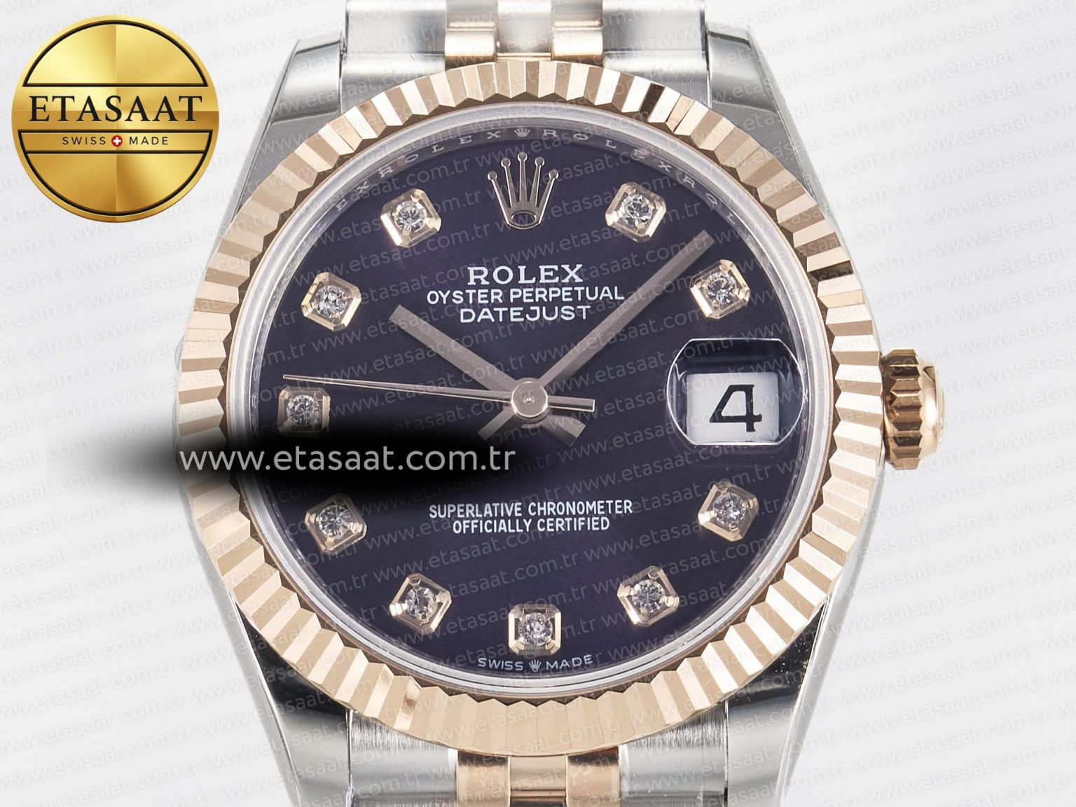 DateJust 31 278271 ARF 1:1 Best Edition 904L Steel Purple Diamonds Dial on SS/RG Jubilee Bracelet ETA 2688 - Görsel 4