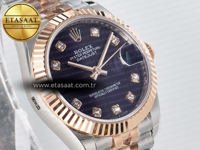 DateJust 31 278271 ARF 1:1 Best Edition 904L Steel Purple Diamonds Dial on SS/RG Jubilee Bracelet ETA 2688 - Görsel 5