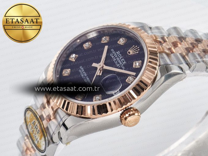 DateJust 31 278271 ARF 1:1 Best Edition 904L Steel Purple Diamonds Dial on SS/RG Jubilee Bracelet ETA 2688 - Görsel 6