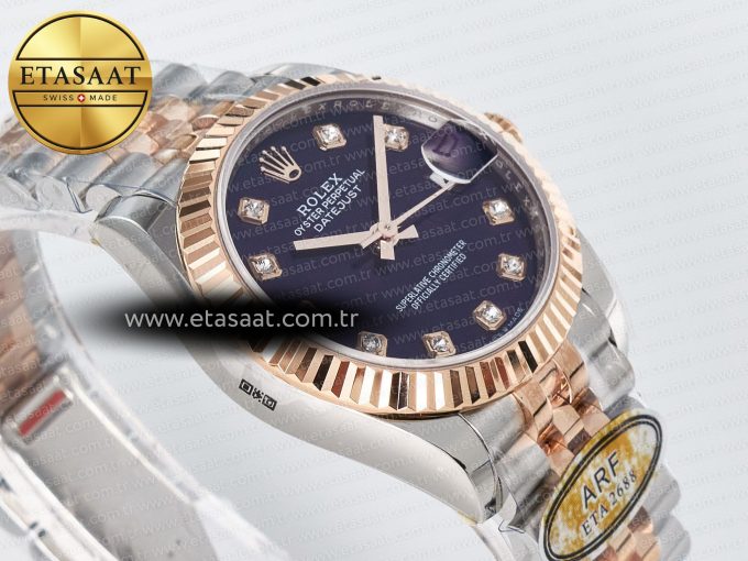 DateJust 31 278271 ARF 1:1 Best Edition 904L Steel Purple Diamonds Dial on SS/RG Jubilee Bracelet ETA 2688 - Görsel 7