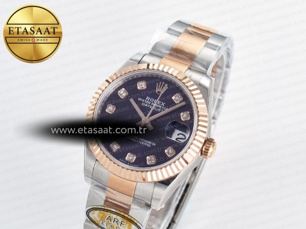 DateJust 31 278271 ARF 1:1 Best Edition 904L Steel Purple Diamonds Dial on SS/RG Oyster Bracelet ETA 2688