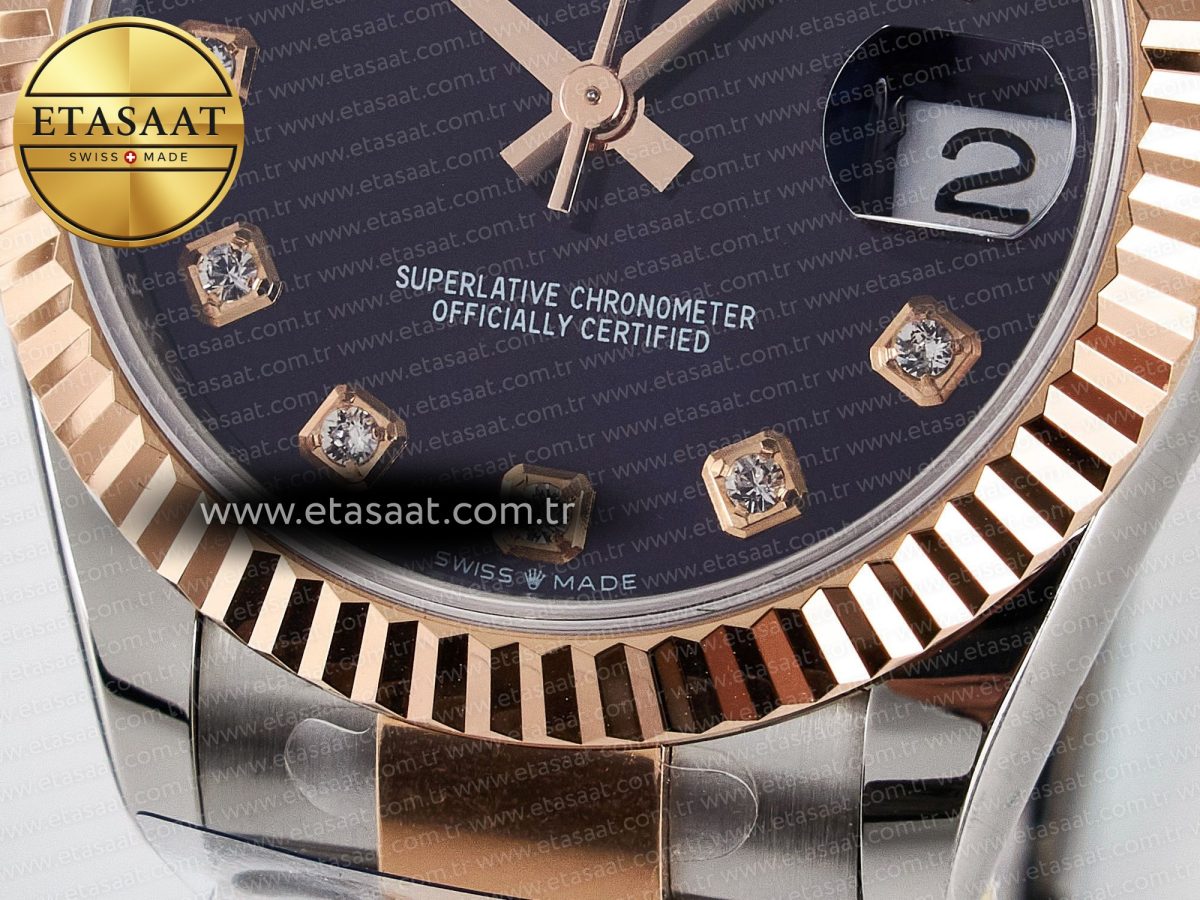 DateJust 31 278271 ARF 1:1 Best Edition 904L Steel Purple Diamonds Dial on SS/RG Oyster Bracelet ETA 2688 - Görsel 12