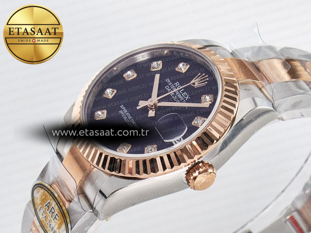 DateJust 31 278271 ARF 1:1 Best Edition 904L Steel Purple Diamonds Dial on SS/RG Oyster Bracelet ETA 2688 - Görsel 6