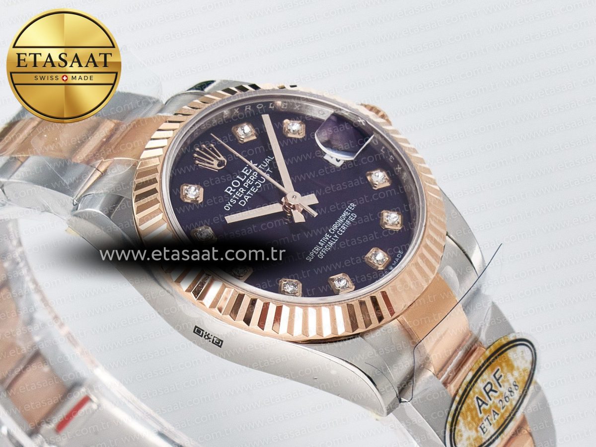 DateJust 31 278271 ARF 1:1 Best Edition 904L Steel Purple Diamonds Dial on SS/RG Oyster Bracelet ETA 2688 - Görsel 7