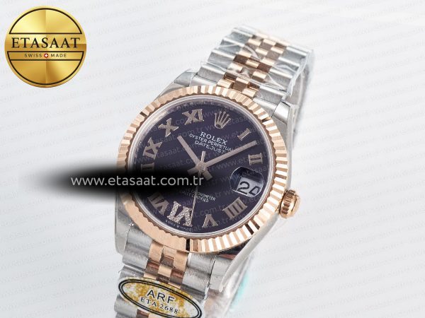 DateJust 31 278271 ARF 1:1 Best Edition 904L Steel Purple Roman Diamonds Dial on SS/RG Jubilee Bracelet ETA 2688