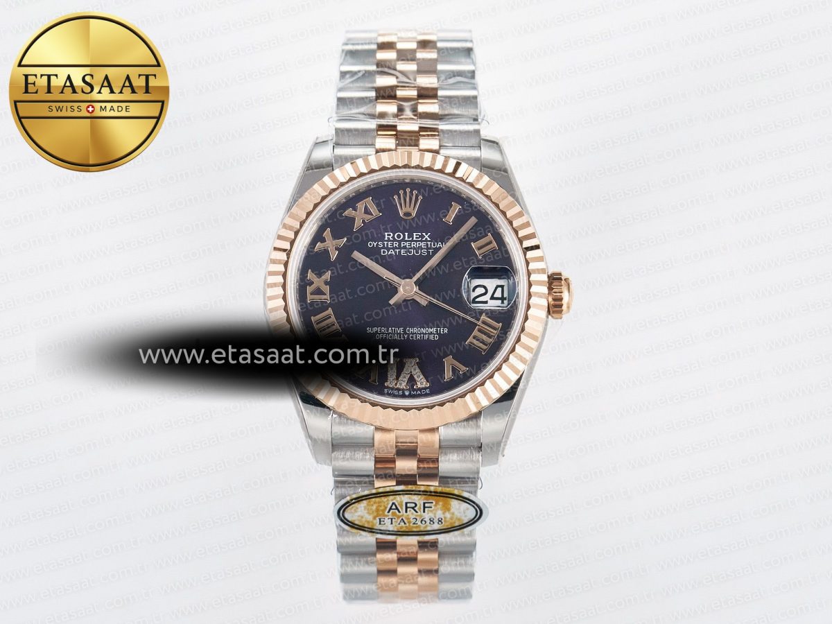 DateJust 31 278271 ARF 1:1 Best Edition 904L Steel Purple Roman Diamonds Dial on SS/RG Jubilee Bracelet ETA 2688 - Görsel 3
