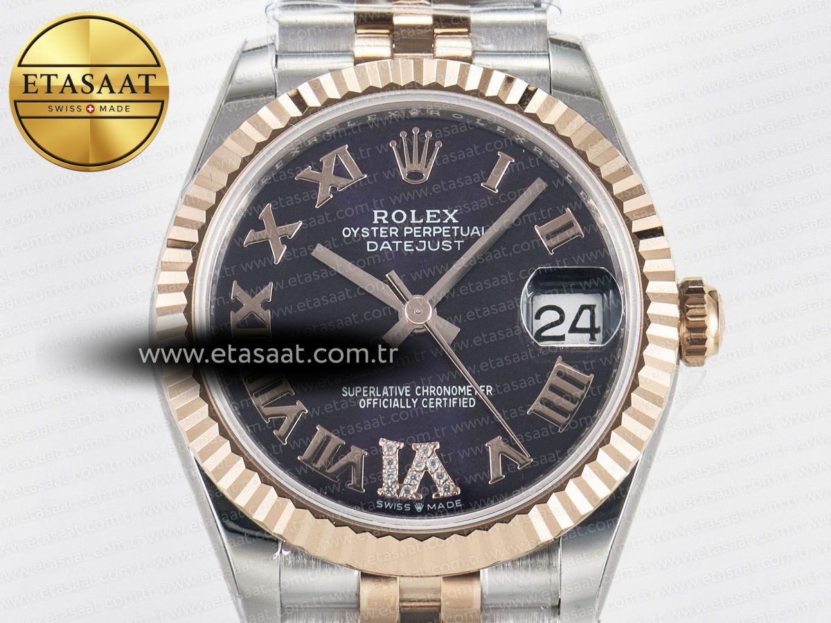 DateJust 31 278271 ARF 1:1 Best Edition 904L Steel Purple Roman Diamonds Dial on SS/RG Jubilee Bracelet ETA 2688 - Görsel 4