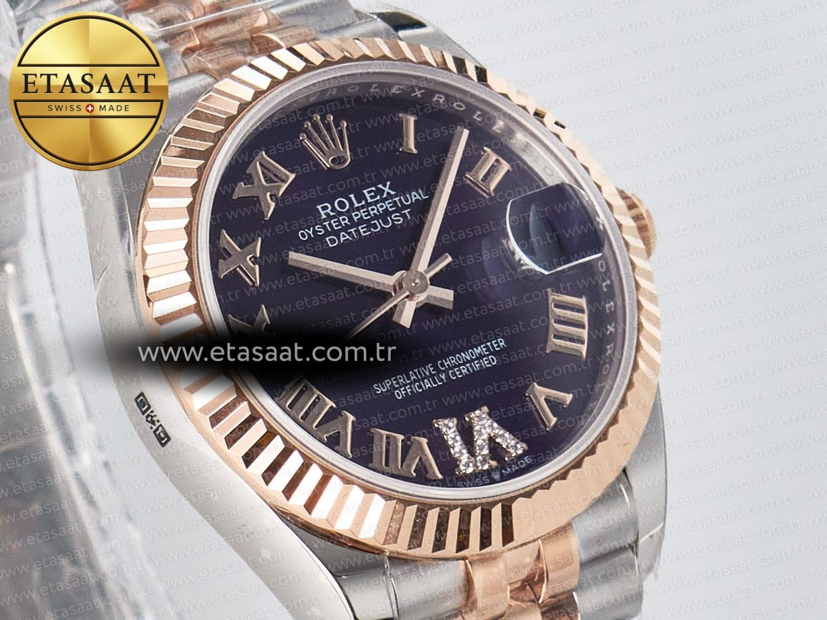 DateJust 31 278271 ARF 1:1 Best Edition 904L Steel Purple Roman Diamonds Dial on SS/RG Jubilee Bracelet ETA 2688 - Görsel 5