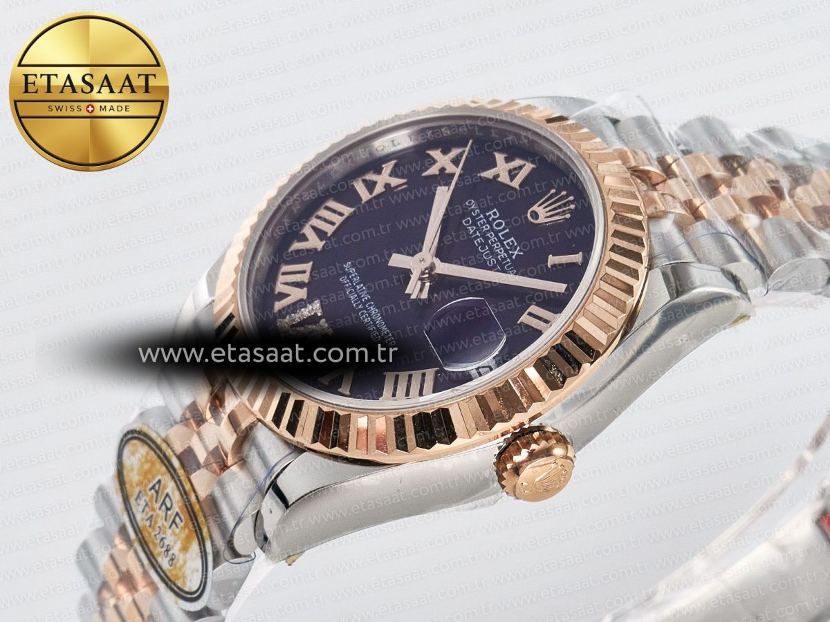 DateJust 31 278271 ARF 1:1 Best Edition 904L Steel Purple Roman Diamonds Dial on SS/RG Jubilee Bracelet ETA 2688 - Görsel 6