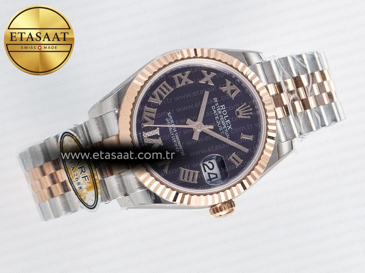 DateJust 31 278271 ARF 1:1 Best Edition 904L Steel Purple Roman Diamonds Dial on SS/RG Jubilee Bracelet ETA 2688 - Görsel 8