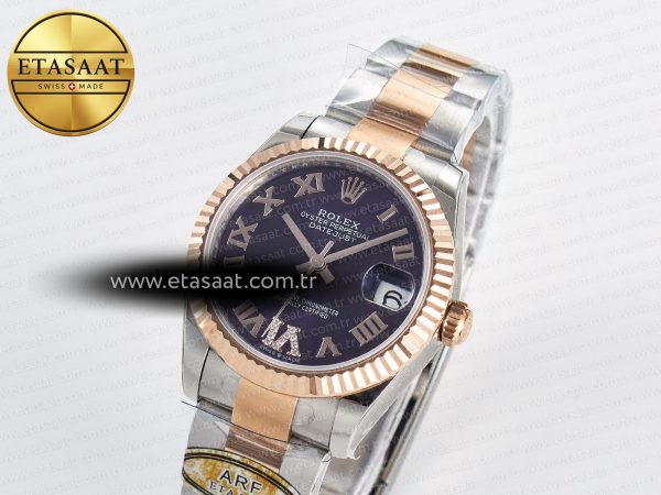 DateJust 31 278271 ARF 1:1 Best Edition 904L Steel Purple Roman Diamonds Dial on SS/RG Oyster Bracelet ETA 2688