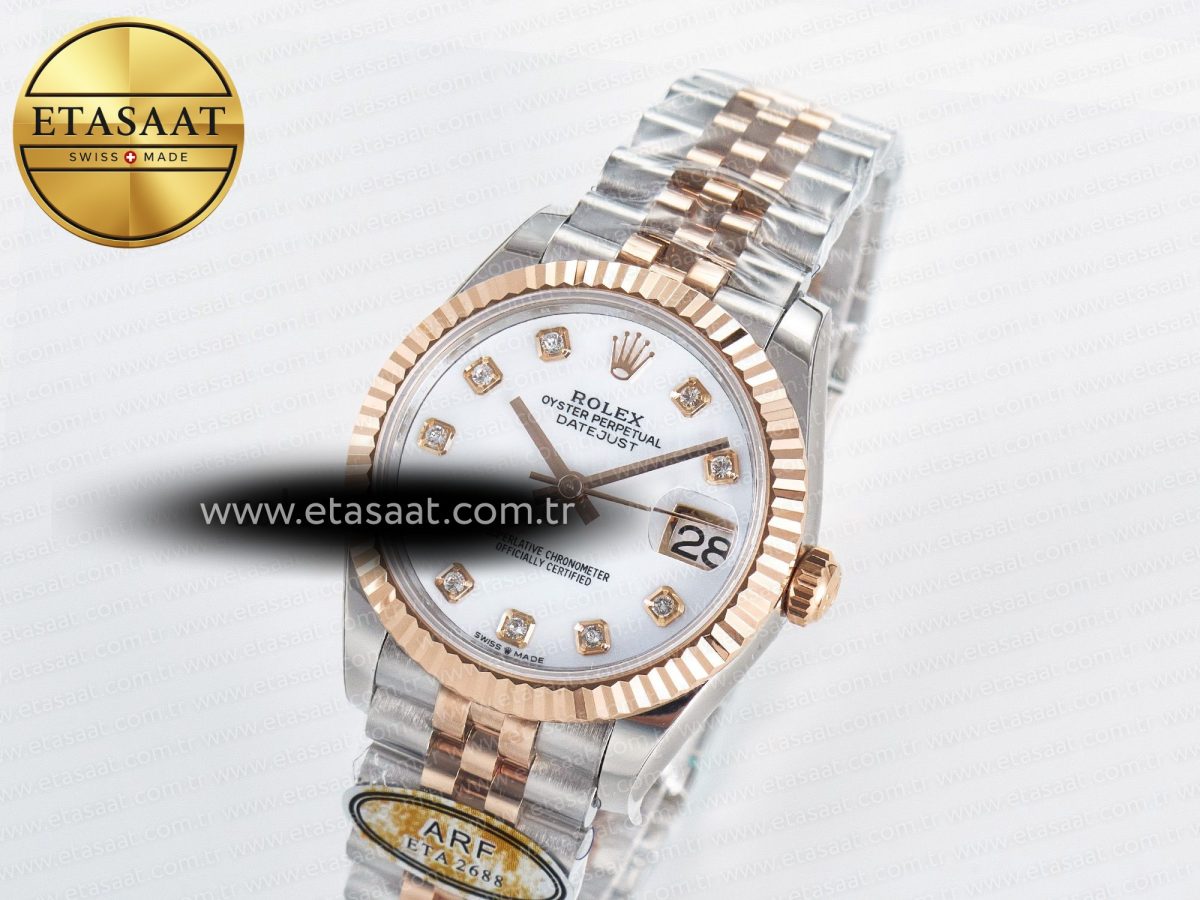 DateJust 31 278271 ARF 1:1 Best Edition 904L Steel White MOP Diamonds Dial on SS/RG Jubilee Bracelet ETA 2688 - Görsel 1