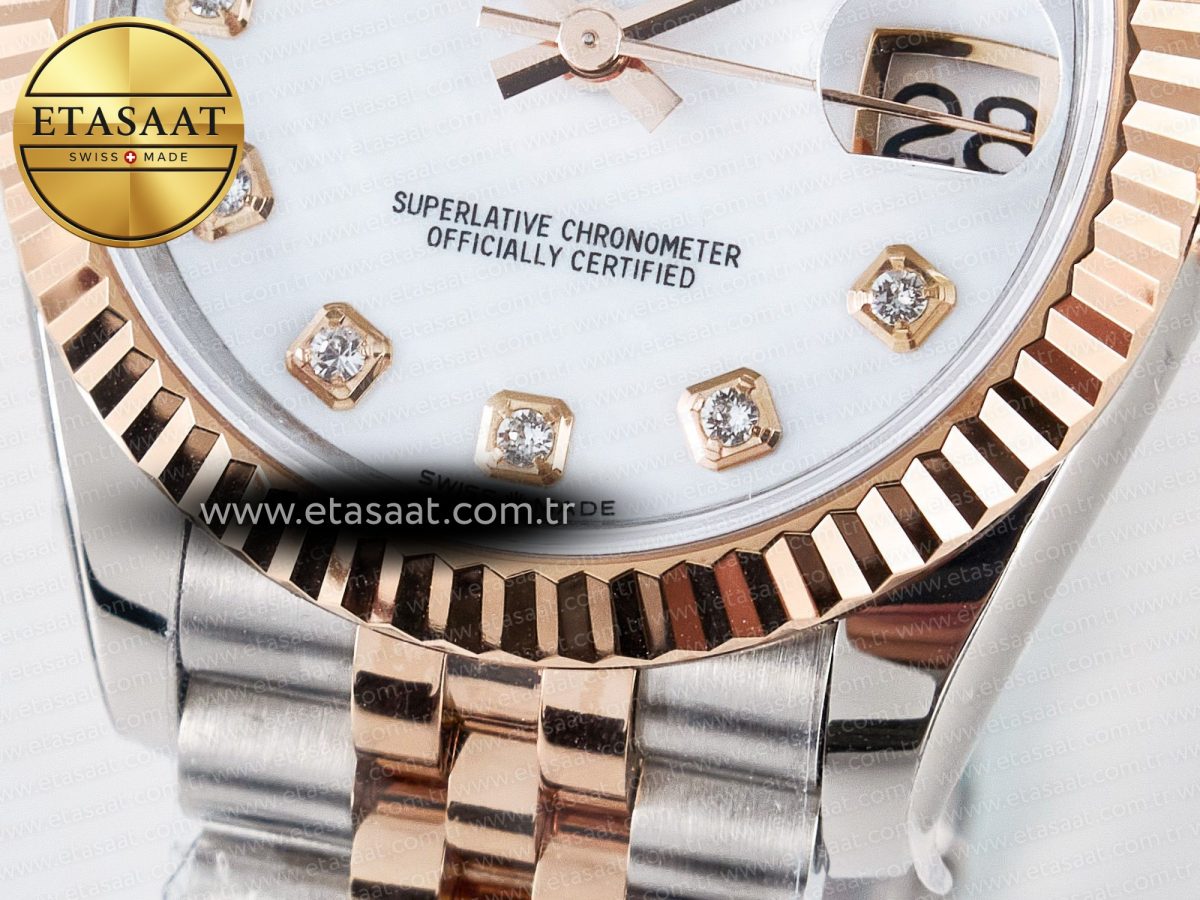 DateJust 31 278271 ARF 1:1 Best Edition 904L Steel White MOP Diamonds Dial on SS/RG Jubilee Bracelet ETA 2688 - Görsel 12