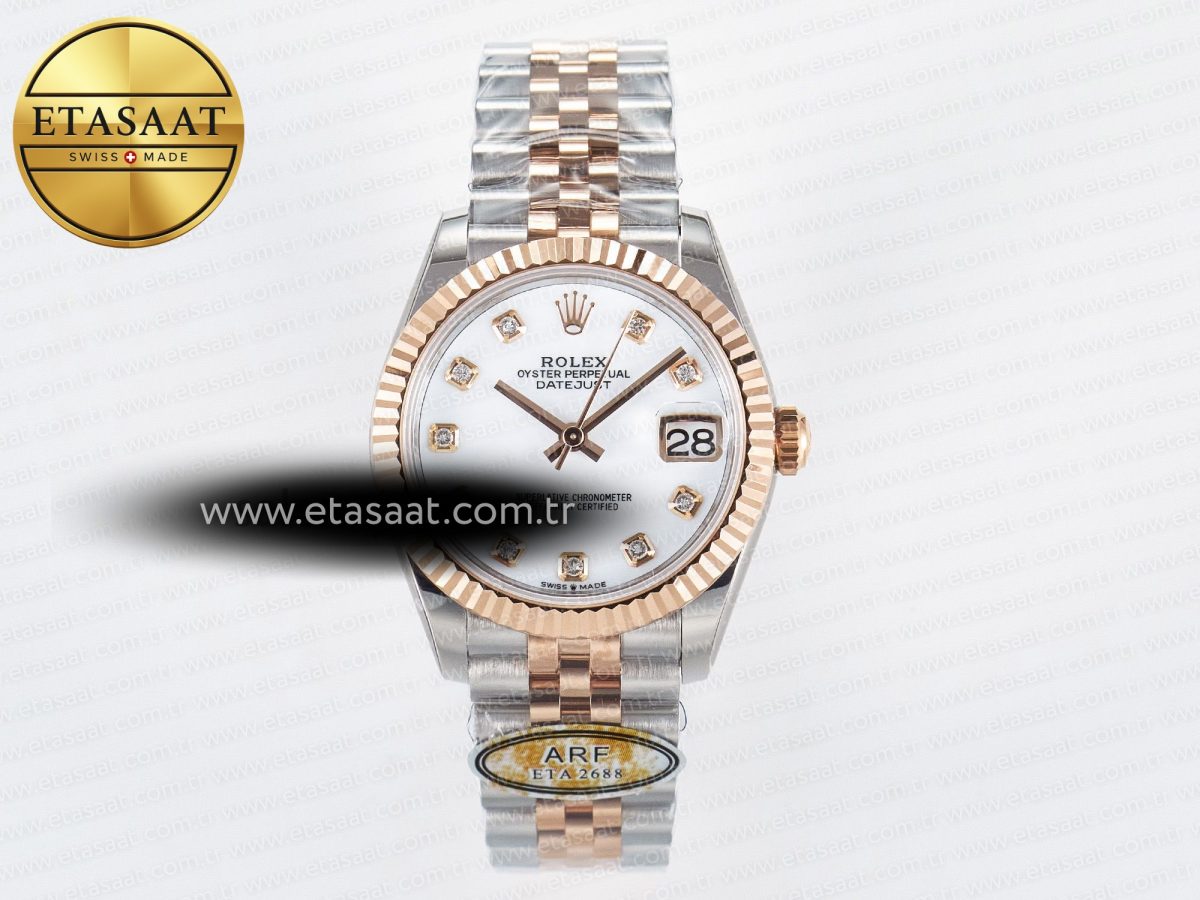 DateJust 31 278271 ARF 1:1 Best Edition 904L Steel White MOP Diamonds Dial on SS/RG Jubilee Bracelet ETA 2688 - Görsel 3
