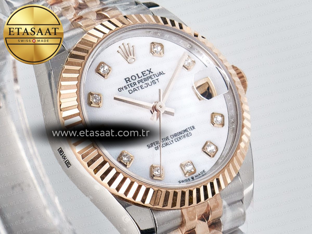 DateJust 31 278271 ARF 1:1 Best Edition 904L Steel White MOP Diamonds Dial on SS/RG Jubilee Bracelet ETA 2688 - Görsel 5