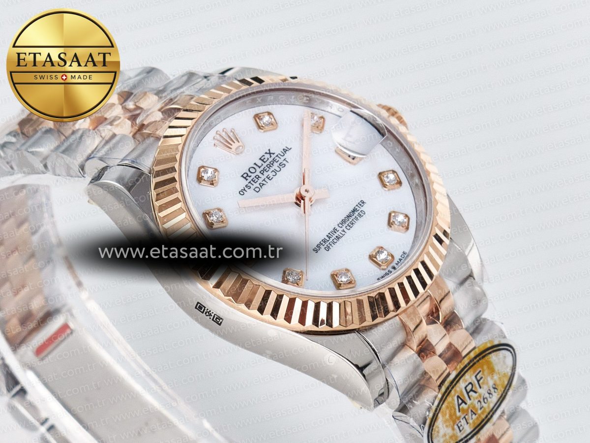 DateJust 31 278271 ARF 1:1 Best Edition 904L Steel White MOP Diamonds Dial on SS/RG Jubilee Bracelet ETA 2688 - Görsel 7