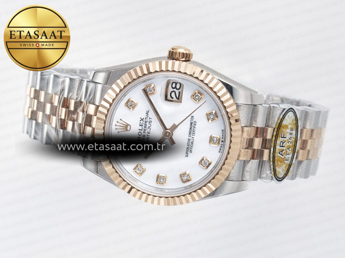 DateJust 31 278271 ARF 1:1 Best Edition 904L Steel White MOP Diamonds Dial on SS/RG Jubilee Bracelet ETA 2688 - Görsel 9